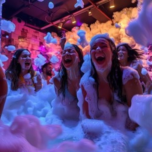 joyful-foam-party-stockcake